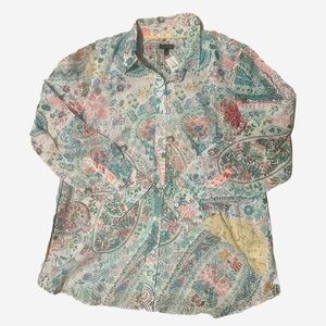 Talbots women’s floral button down blouse